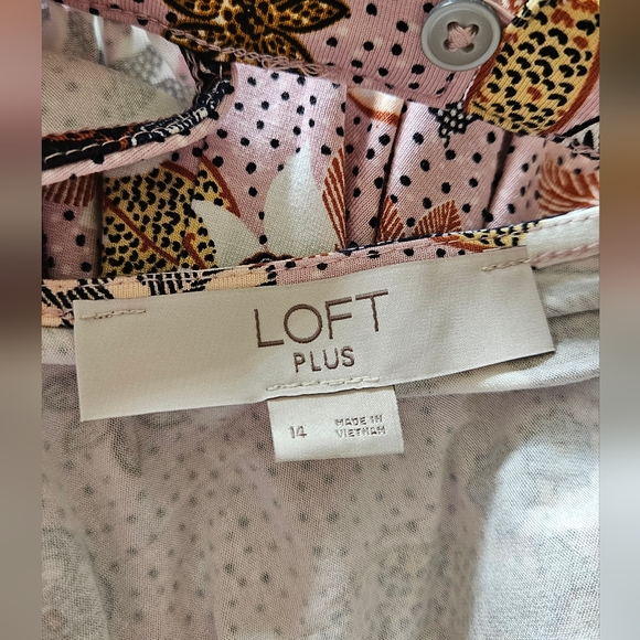 LOFT Pink Floral Sleeveless Halter Tiered Swing Dress Size 14 - Picture 10 of 11